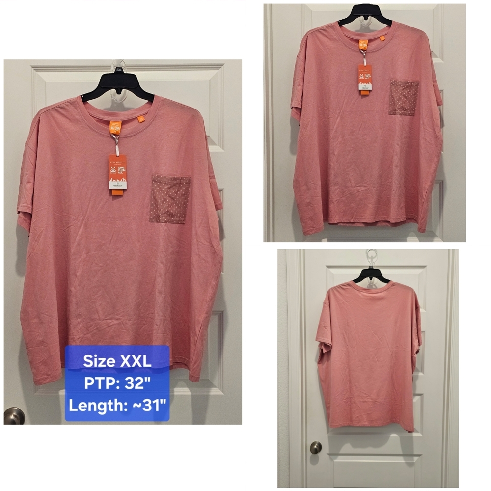 CON.STRUCT SS T-Shirt with Paw Print Pocket, NWT, Size XXL